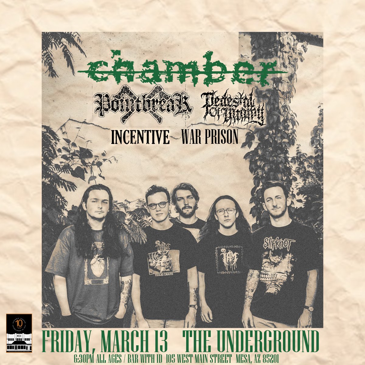 Chamber is making a stop at The Nile next month! You should get your tickets while you still can! niletheater.com #azhc #arizonahardcore #chamber #localaz #azmusic #arizonashows #mesaaz #azlife
