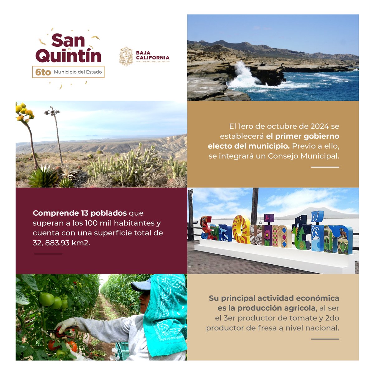 La riqueza de #SanQuintín proviene principalmente de su gente, por eso mi compromiso está en brindarles la prosperidad que tanto anhelamos.

Comparto contigo estos puntos sobre su proceso de municipalización.

#GobiernoEnMarchaBC #6toMunicipioSQ