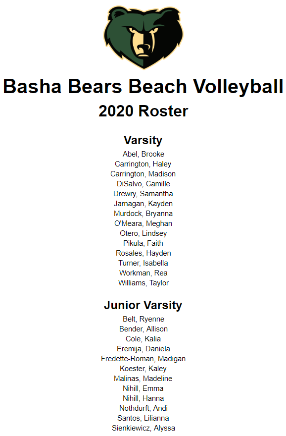 basha_vb's tweet image. Proud to announce our 2020 Beach Volleyball Team!!