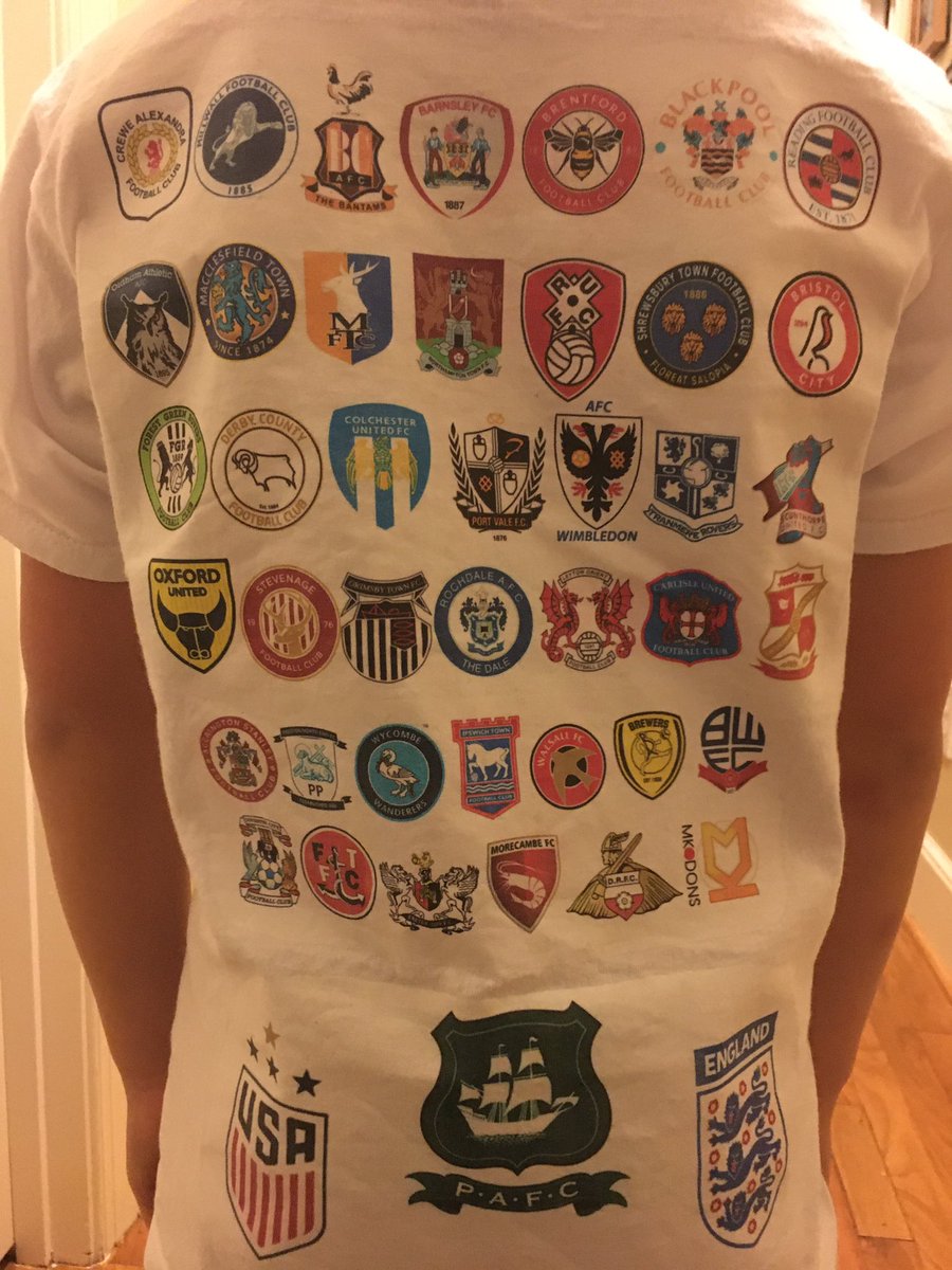 For my 7yo’s 100th day of school he wanted 100 football teams on a shirt @MenInBlazers @Only1Argyle