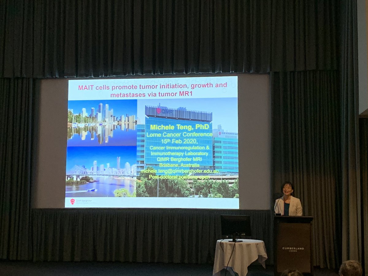 Fantastic talk about MAIT cells on promoting tumor growth and metastasis via MR1 from Dr Michele Teng @michele_teng from @QIMRBerghofer. Curious to see whether MAIT cells play a pivotal/different role in various infectious diseases. @LorneCancer