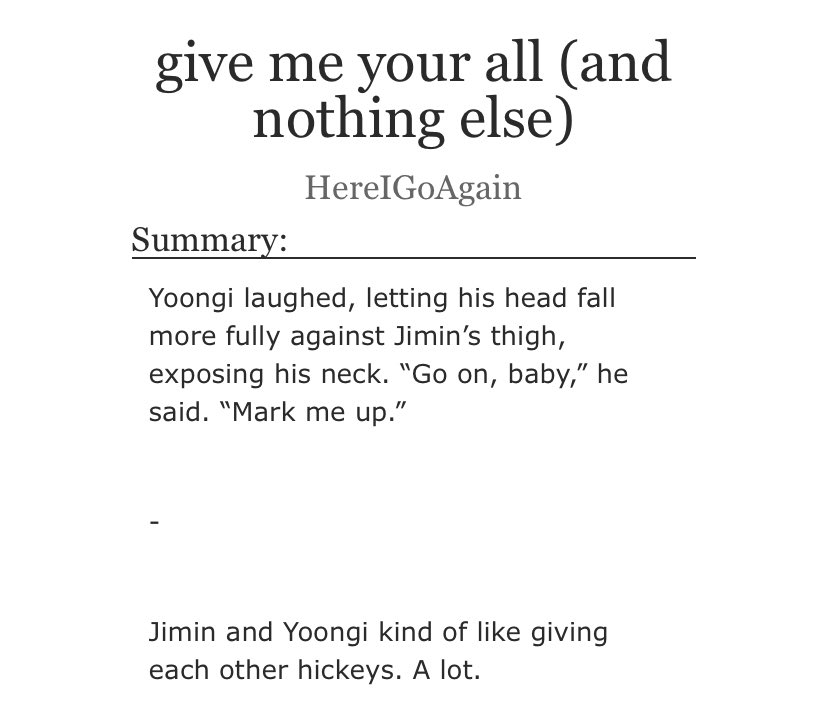 one shot - part three of the bad liar seriesmore yoonmin with a love for marking up what’s theirs  https://archiveofourown.org/works/14362344 
