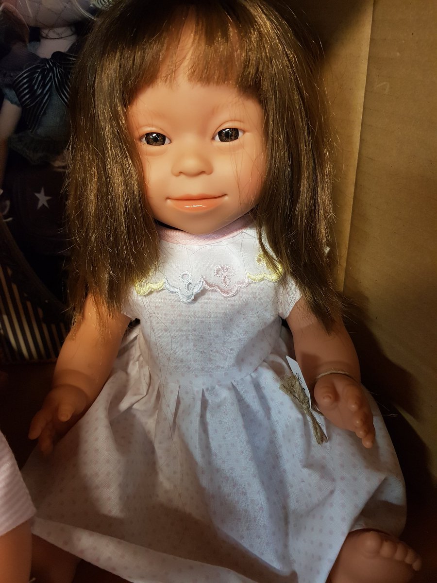 PaulaMc007's tweet photo. #Oliverscampaign @makatonlucinda @helen_laverty @dan_scorer  #DownSyndrome
#inclusion #equality
#Acceptance 
I was shopping in @MorpethGallery look what this  wonderful shop is selling, dolls who have Down Syndrome
I was told that there has been mixed reactions from customers https://t.co/CX1hAAm2NM