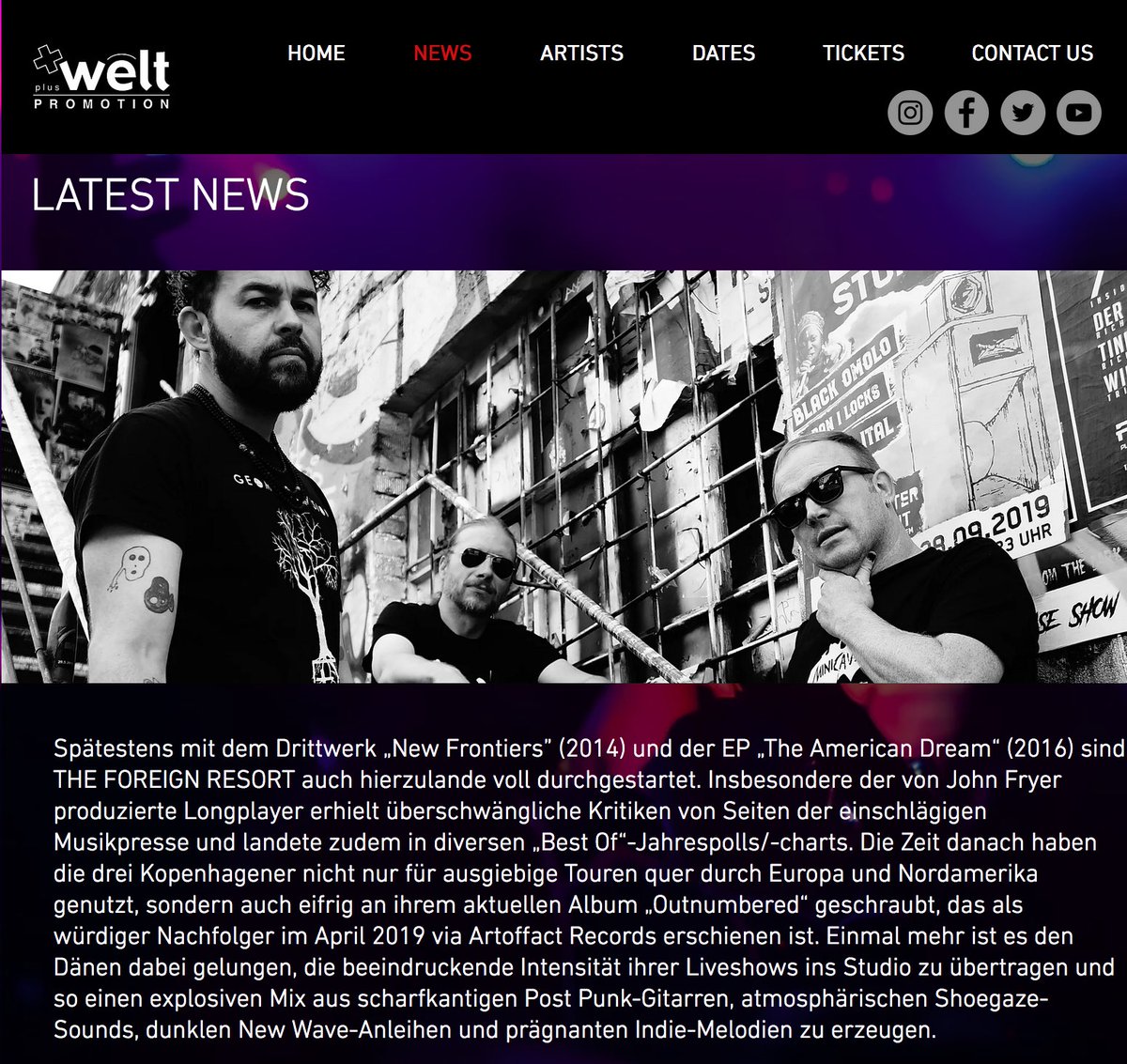 Let's start this Saturday by announcing that we are now working with @pluswelt for concert booking in Germany, Switzerland and Austria. Here's Pluswelt's announcement - pluswelt.com/news We'll be back later today with more news... 🤩 @artoffact #postpunk #newwave