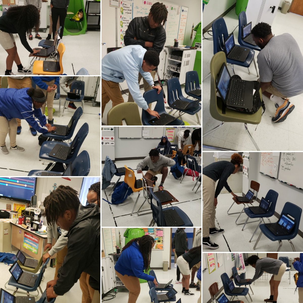 ladylanguage411's tweet photo. I still feel like Twitter is really only for words ... but to keep up w/ the whole wave now, here's a snapshot of my Spanish 2 classes in a @quizlet LIVE relay! We integrate technology. We move. We learn. Let's go!!!
 #edtechchat #langchat #notjustaclassroom #blogcomingsoon https://t.co/RUd0PsZuVQ