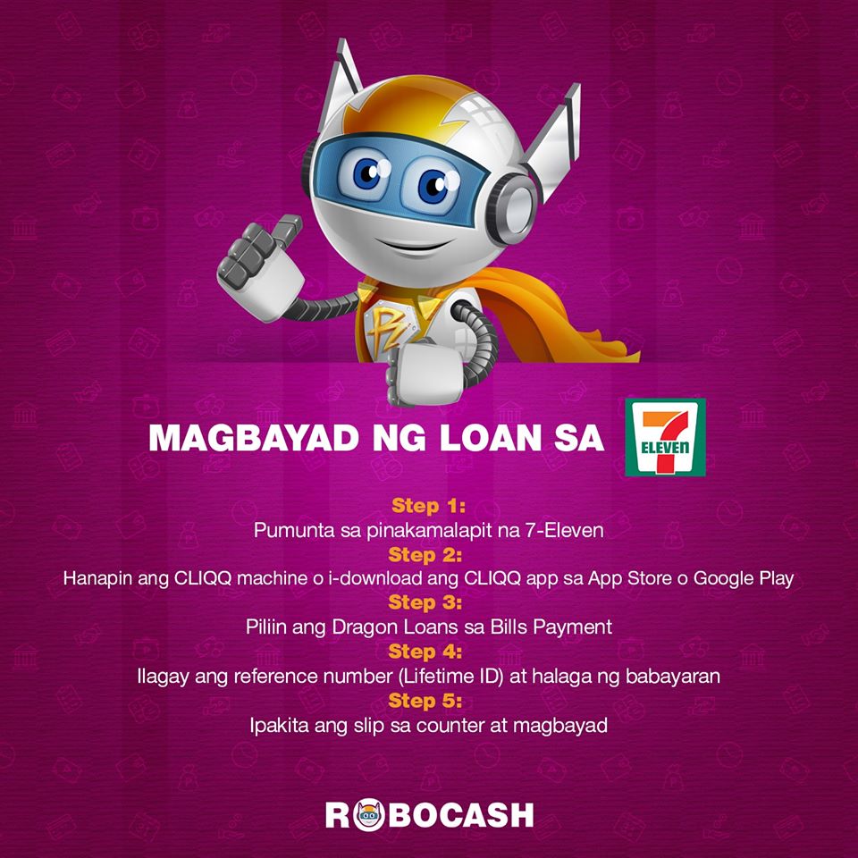 robocashph's tweet image. Robosuki! Napakadali lang magbayad ng Robocash loan sa mga 7-Eleven outlets. Sundin lamang ang mga sumusunod: #Robofast #Roboeasy #Robocash