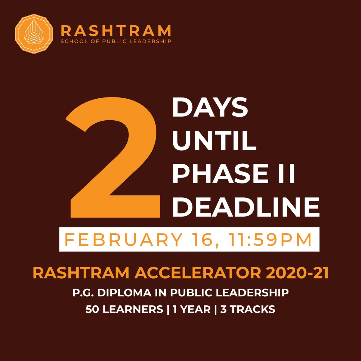 rashtramspl's tweet photo. Have you applied to the #RashtramAccelerator yet? Phase II Deadline is on February 16th, 11:59PM. Finish your application and accelerate your journey in public leadership.

You can apply here: https://t.co/QD3Bx91om5 https://t.co/1KKaaFXDKl