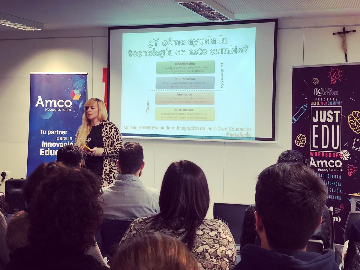 justedues's tweet photo. 👩🦳 Esta chica es un tesoro. Crea, aplica y comparte. Un placer contar con @rosaliarte para el #JustEduWorkshop de #Sevilla. Gracias por estos momentos de inspiración 🥰 #justEDUbyAMCO #justEDU @amco_iberia @goldenmacedu @eduzland @eimlearning https://t.co/bM7kQEK8mD
