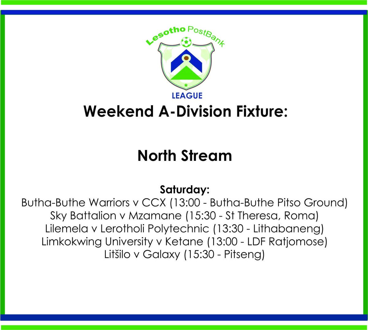 MolapoSC's tweet photo. 🏆 It's a busy weekend in the Lesotho Post Bank League. 

The match of the weekend is the Roma derby between 
@Roma_Boys and Manonyane. 🇱🇸⚽️ https://t.co/bcRLtgzAYS