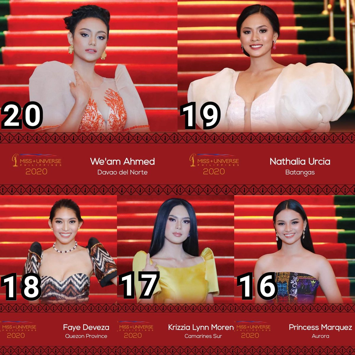 PageantN2siast's tweet photo. My Top 20 prediction for @MsUniversePHI 2020! 👑❤️
Credit to Miss Universe Philippines
#missuniversephilippines2020 #sustainabletourism #beautifultransformations #inspiringwomenwithaction #beyondthecoastlines #onephilippines #teamphilippines https://t.co/LRiValUxr0