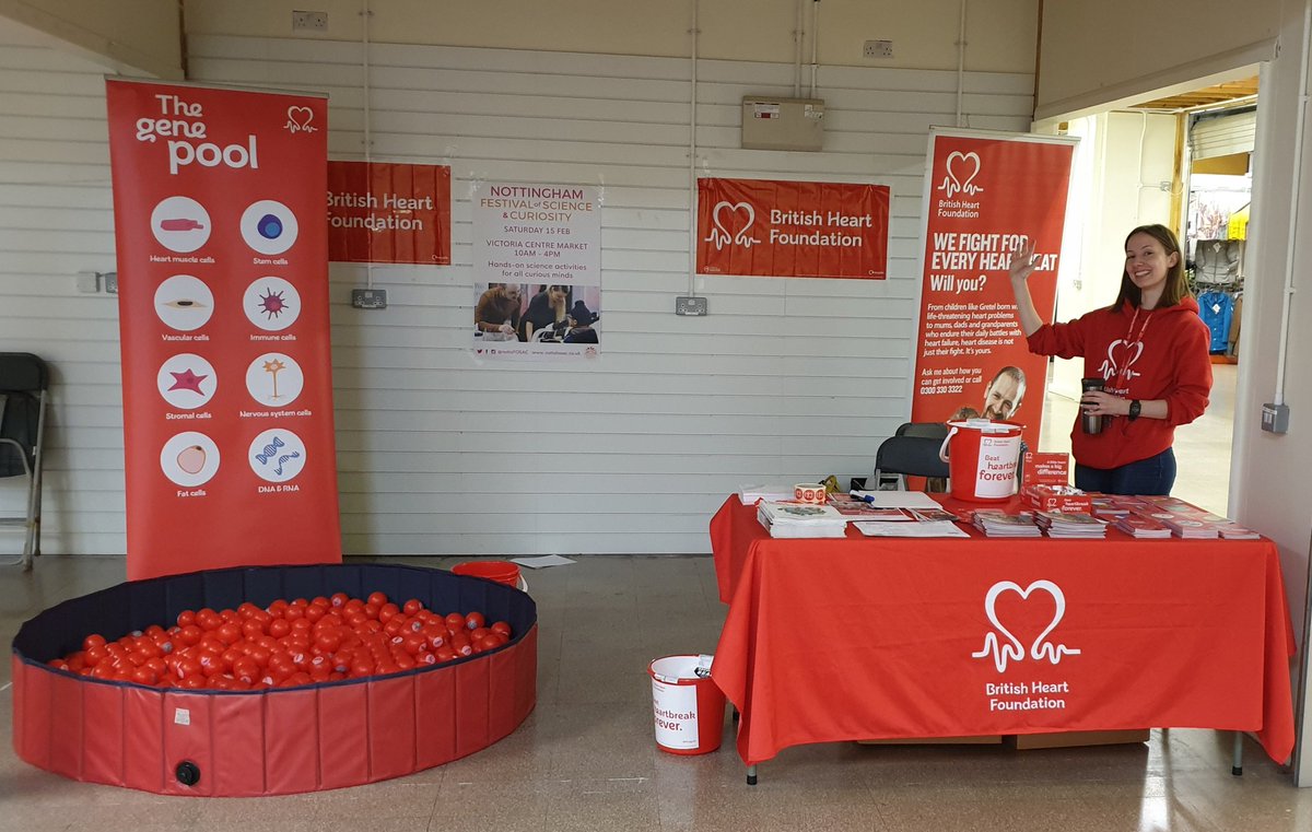 leeSkettle's tweet image. All set up and ready to go at @NottsFOSAC with @BhfNaomi - head over to the Victoria Centre Market where you can jump into our gene pool and find out more about fundraising and volunteering in Nottingham #CuriousNotts #FOSAC