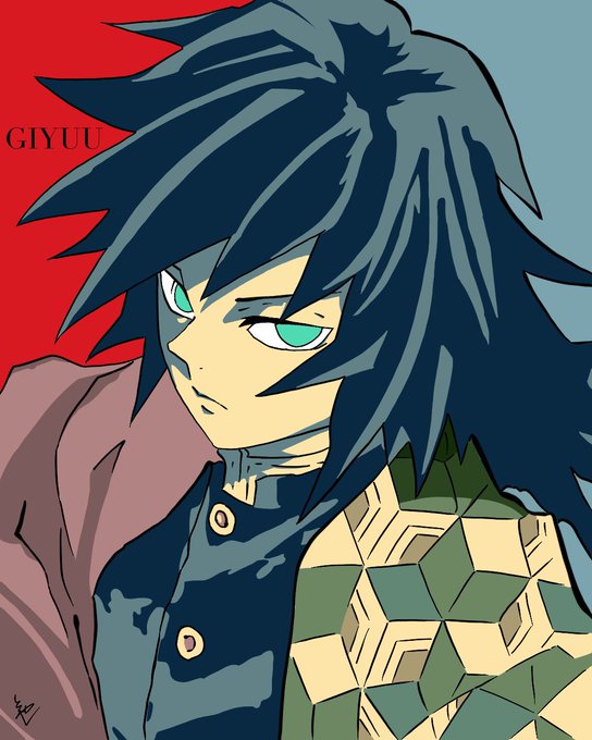 Tky_illustrationsさんがTwitterに投稿した冨岡義勇(鬼滅の刃)のイラスト。