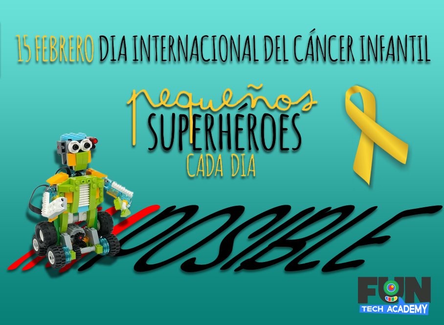 funtech_academy's tweet photo. Fun Tech Academy con el Día Internacional del Cáncer Infantil. Porque nada es Imposible.

#DiaInternacionalDelCáncerInfantil #CáncerInfantil #Lucha #Investigación #Tecnología #FunTechAcademy https://t.co/e95GA47yLV