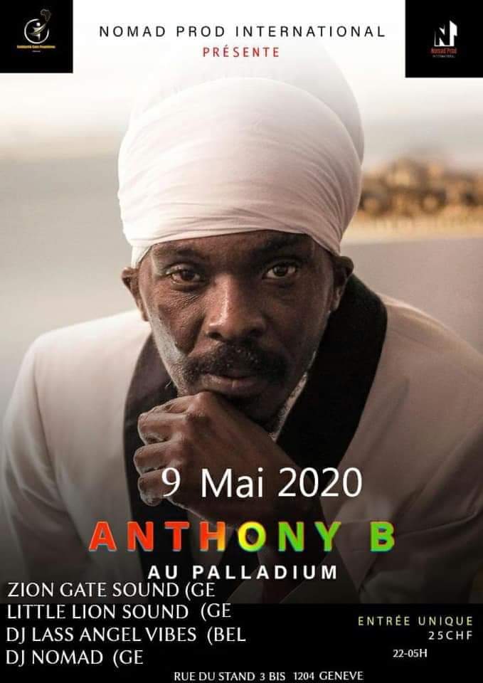 BerouZion10's tweet photo. π―π² ANTHONY B π₯π―π²
Nomad prod' International presente #AnthonyB
au Palladium De GenΓ¨ve SUISSE ππβ€οΈ samedi 9 mai 2020 !! Avec: DjLass Angel Vibes Lassana #DjLassπ₯
#DjNomad π₯
#ZionGateSound π₯
#LitlleLionSound π₯
βΉοΈ Event: #AnthonyB in Geneva the 9 Mai 2020
Nah Miss it https://t.co/47aDlqltn0