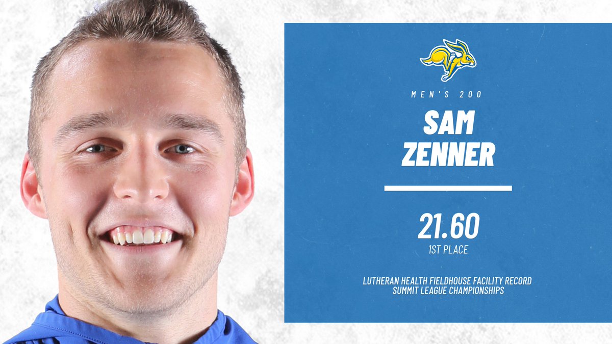 GoJacksTFXC's tweet photo. 🥇Sam Zenner🥇 wins gold in the men's 200 and also picks up the new Lutheran Health Fieldhouse facility record! Coby Hilton takes fifth and Daniel Clarke finishes seventh. 16 points for the Jacks! #GoJacks🐰 https://t.co/DrLWnlYI2k
