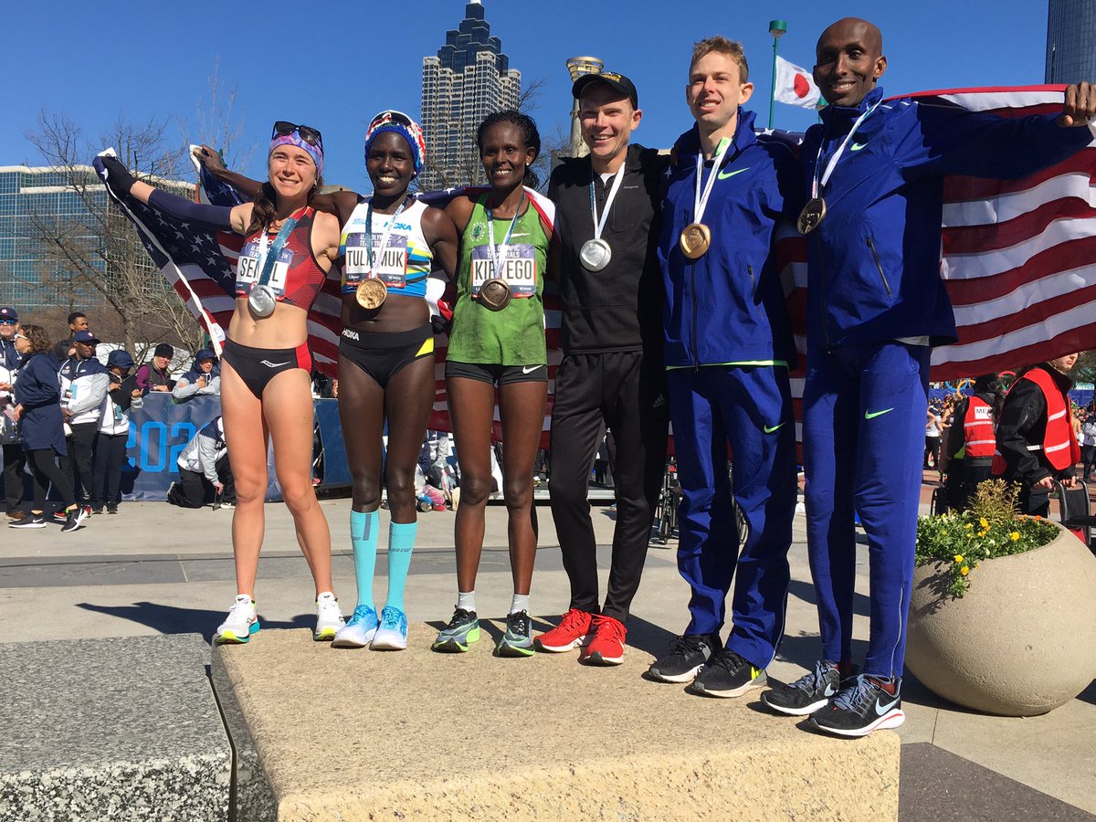 ATLtrackclub's tweet photo. This is your #TeamUSA 🇺🇸🇺🇸🇺🇸 They’re #Tokyo bound! #Atlanta2020 #MarathonTrials20 https://t.co/Mh5NDt5L9u