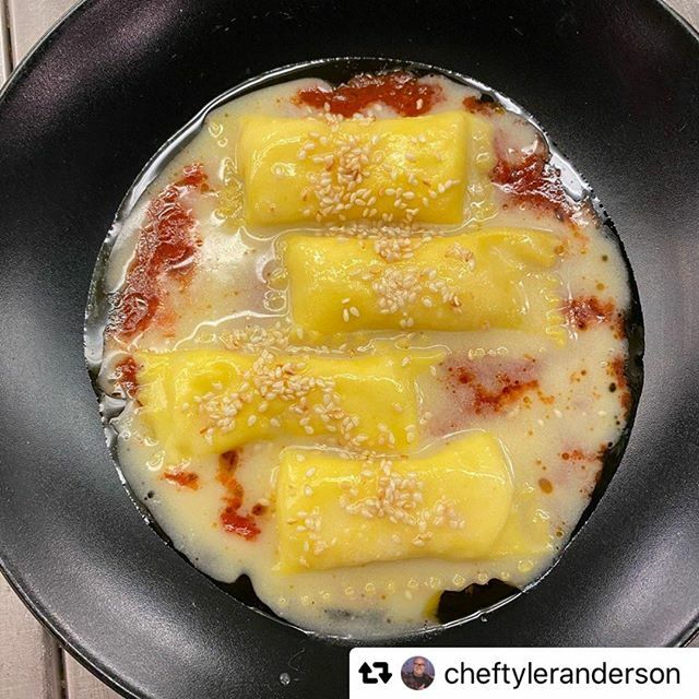 #Repost @cheftyleranderson · · · 
Smoked ricotta, tomatoes, whey, sesame @millwrightsrestaurant a take on a dish <a href="/lukevenner/">Luke Venner</a> did here many moons ago. #blackflagbars #millwrights #millwrightsrestaurant #millwrightstavern #millwrightsloft #simsbury #simsbu… ift.tt/39bsGyh