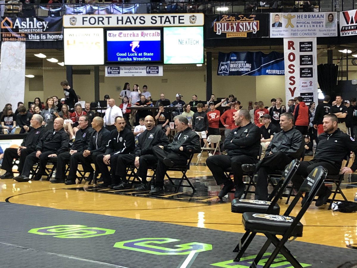KSHSAA's tweet photo. Best of the best officials on the mat for the state championship tournament #thank you! https://t.co/kaMUBTa7SL