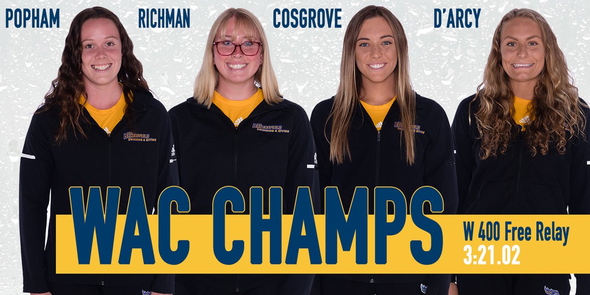 400 Free | Women

Popham, Richman, Cosgrove &amp; D'Arcy grab gold in the final event of the 2020 WAC Championships! Its the second-fastest 400 Free Relay in school history!

#MakeYourMark | #WACsd