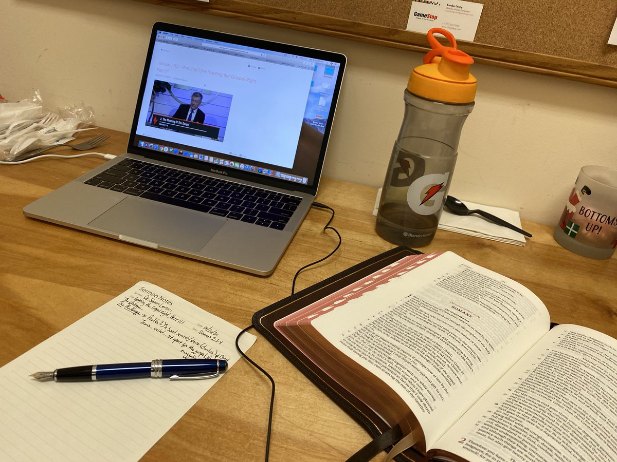 ChrisHuff's tweet photo. Redeeming lunch time today by getting caught up on the Menโs bible study with @DrStevenJLawson @1Passion #HisWordistruth #redeemthetime https://t.co/uzHnaiE0y2