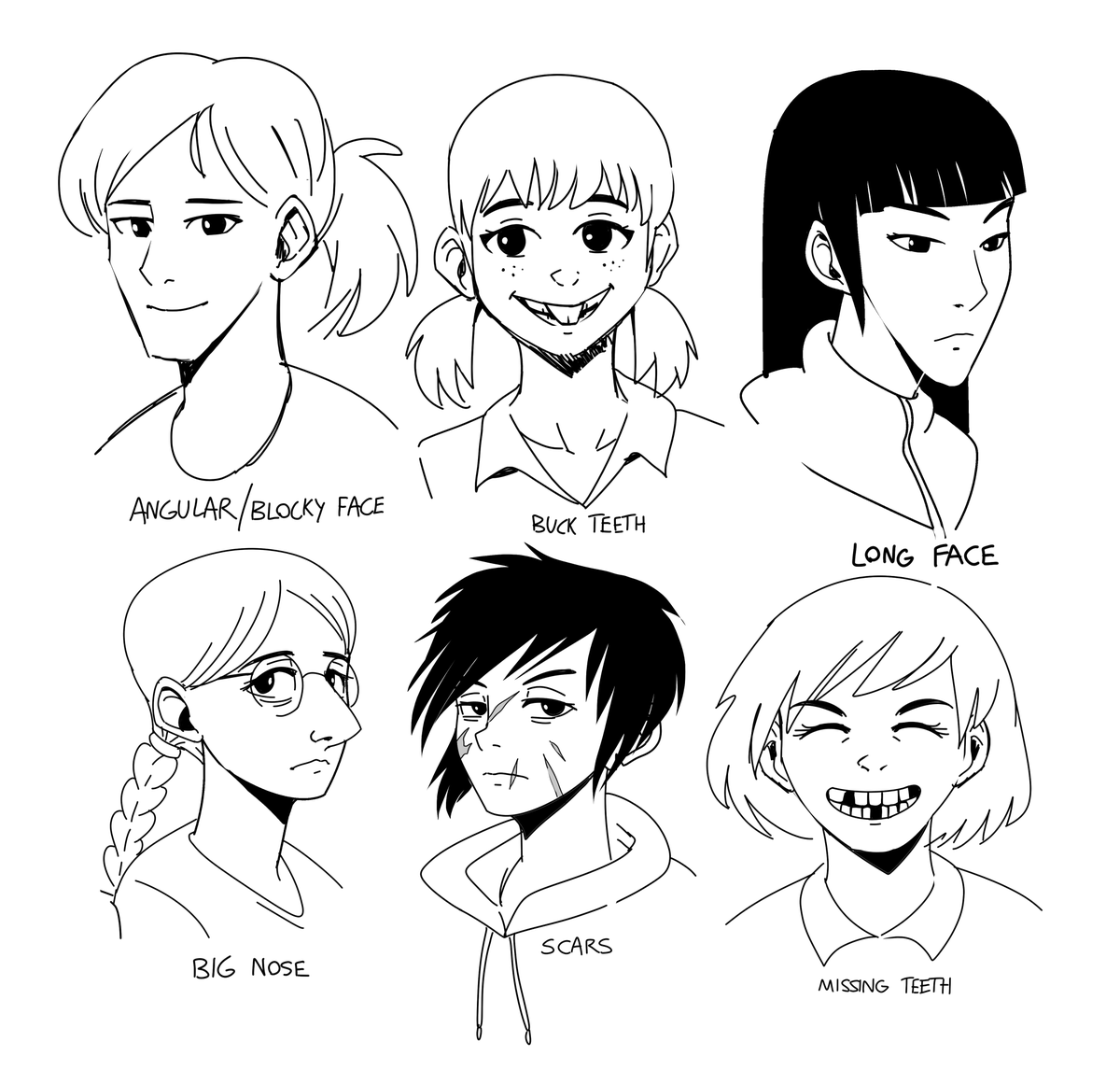 Wanted to try my hand at drawing girls with facial features that people generally find unattractive.
Which one's your favorite? 