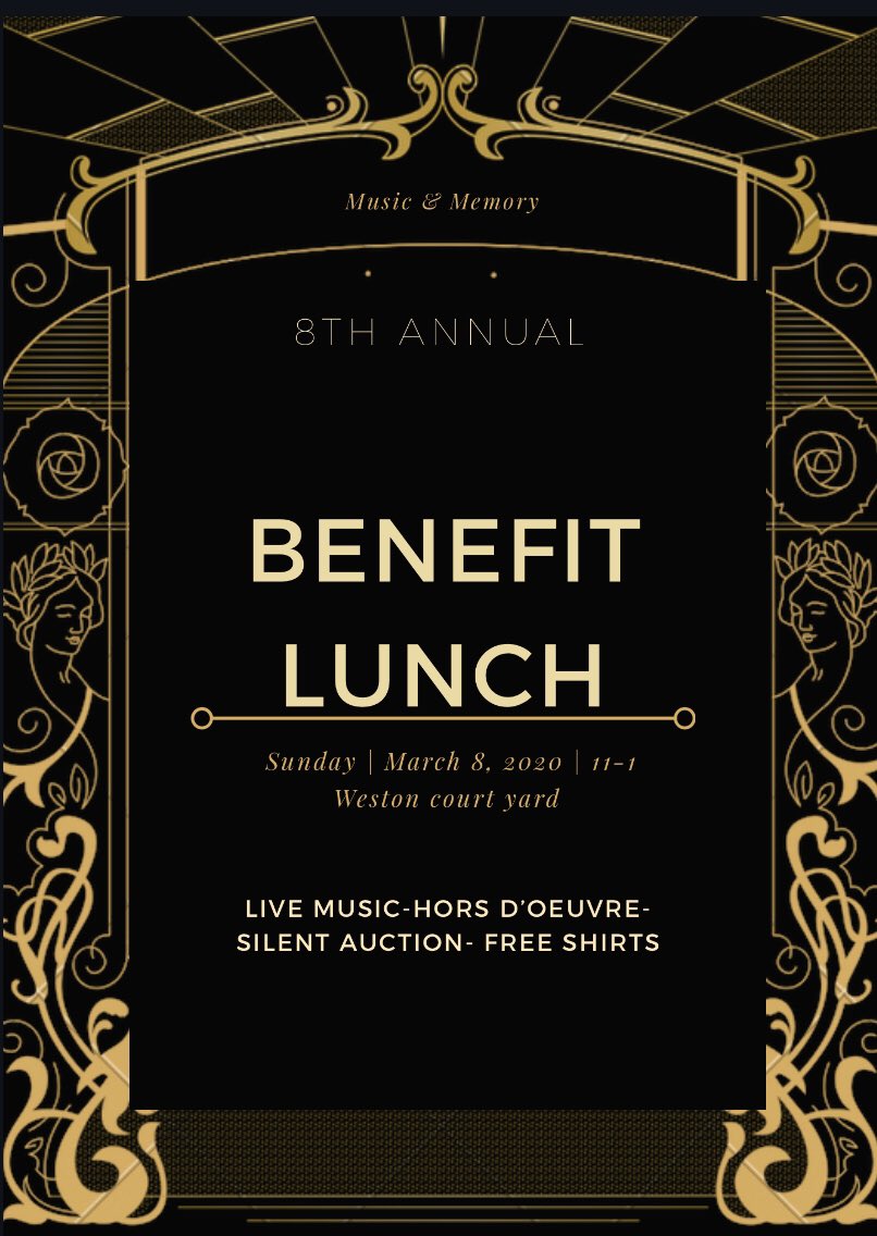 TluMusicmemory's tweet image. Next Sunday!! Enjoy live music, food,drinks,and games at Music and Memory’s 8th Annual Roaring 20s theme benefit lunch! Don’t forget there will be free shirts and a silent auction  as well!