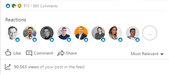 jconsu's tweet photo. Post lanzado un viernes en Linkedin...893 comentarios, más de 90k visualizaciones y la agenda llena para la semana que viene...

#feedthealgorithm ;) https://t.co/Pp79hJeQxB