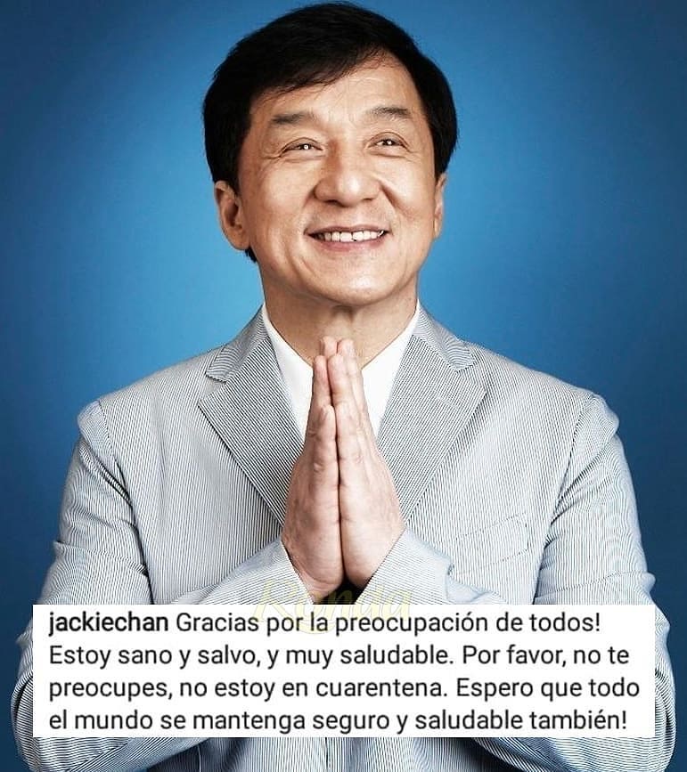 BoxNoticias's tweet photo. Rumores aseguraban que #JackieChan estaba en cuarentena tras ser diagnosticado con #CORONAVIRUS. Ahora el actor tomó sus redes sociales para desmentir esto y sigue ofreciendo una millonaria recompensa a quien encuentre la cura de este virus. 👏🏻👏🏻👏🏻 https://t.co/z0l189C6fB