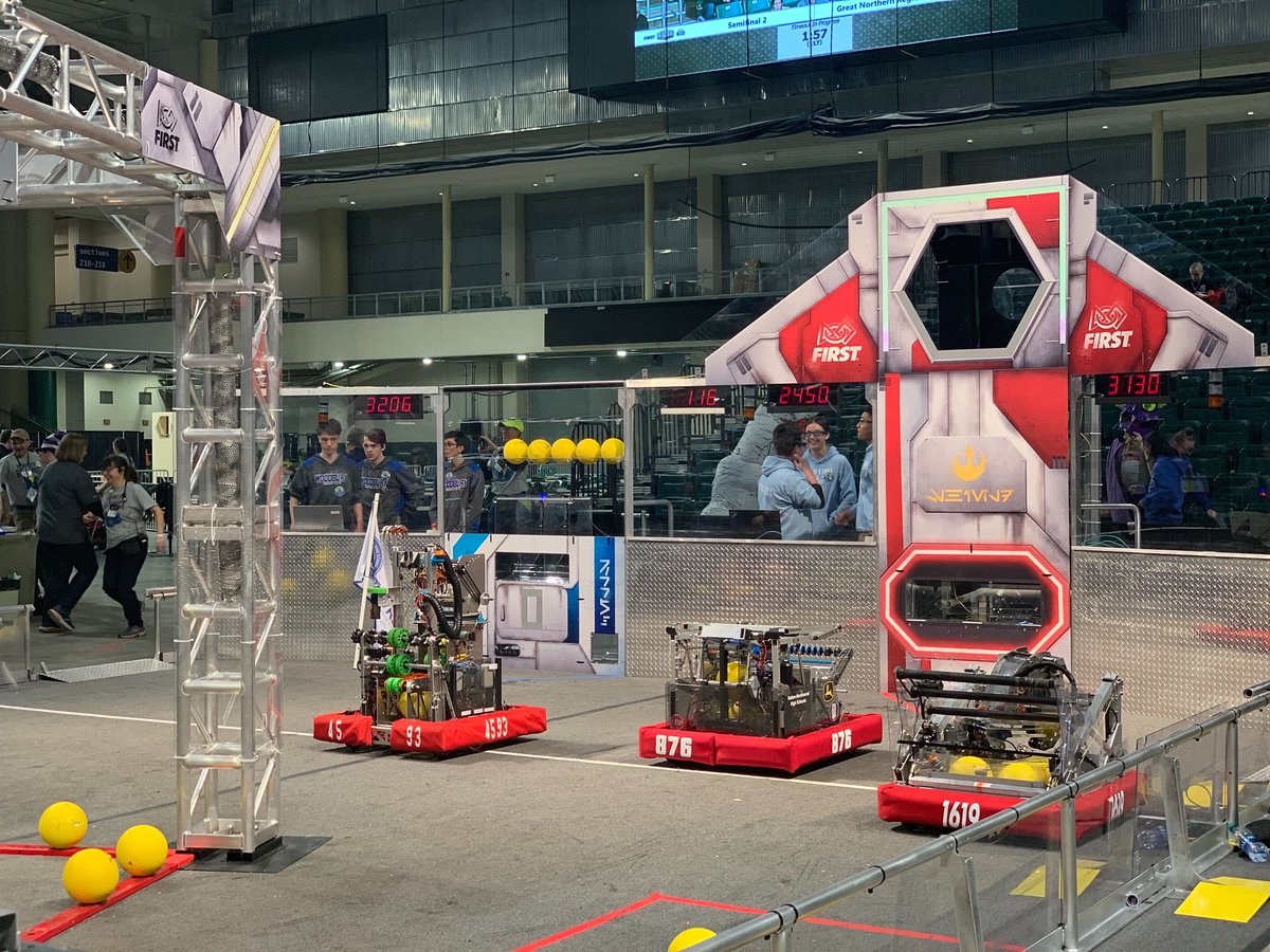 We won our first semi final with a score of 159-63! Great job 876 &amp; 4593! Cheer us on at thebluealliance.com/gameday/1619