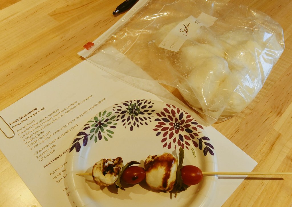 MrsG_SLP's tweet photo. You will never guess what this girl did with her "extra day" in Feb - took a fresh mozzarella-making class at
@AnokaCoLibrary! Absolutely delicious &amp; so much fun. Thanks for the lessons Megan &amp; Joanie! 
#ACLIQkitchen
#anokacountylibrary
#ACLlearns https://t.co/Ldoj17q52n