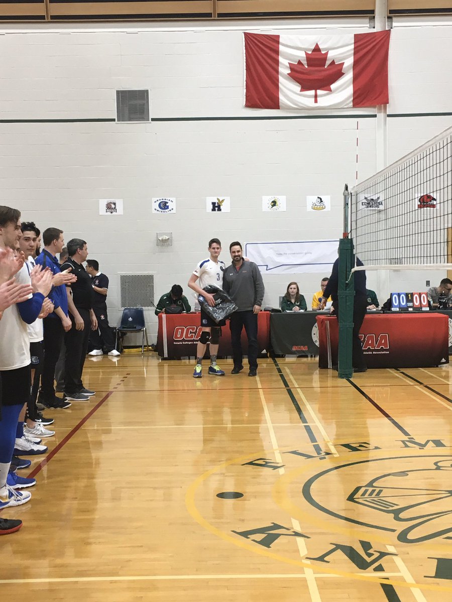 #MVB Player of the game, and All star of the tournament #3 Cameron Calhoun @GeorgianGrizz Bronze Medalists of the OCAA Provincials #OCAA