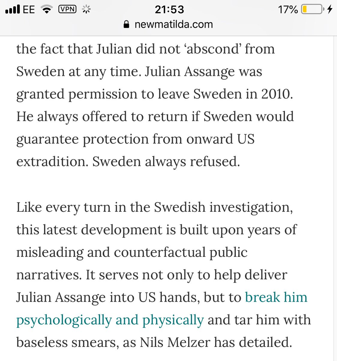 Thread continues today with an article about serious prosecutorial misconduct in the framing of Julian  #Assange using sexual assault allegations. As  @LissaKJohnson points out that survivors’ trauma, pain & plight have been exploited for political gain https://newmatilda.com/2019/09/23/weaponising-rape-myths-and-consent-in-the-hunt-for-julian-assange/9/