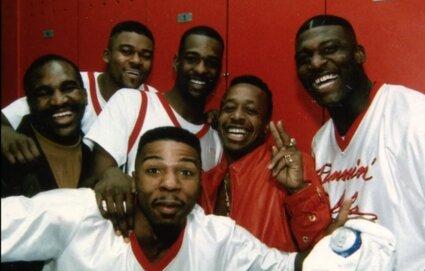 ThrillVictory's tweet photo. Boxing legend Evander Holyfield and MC Hammer with UNLV Runnin' Rebels basketball stars Anderson Hunt, Stacy Augmon, Greg Anthony and Larry Johnson #EvanderHolyfield #MCHammer #UNLV #AndersonHunt #StacyAugmon #GregAnthony #LarryJohnson #boxing #basketball https://t.co/OutxqmtlCe