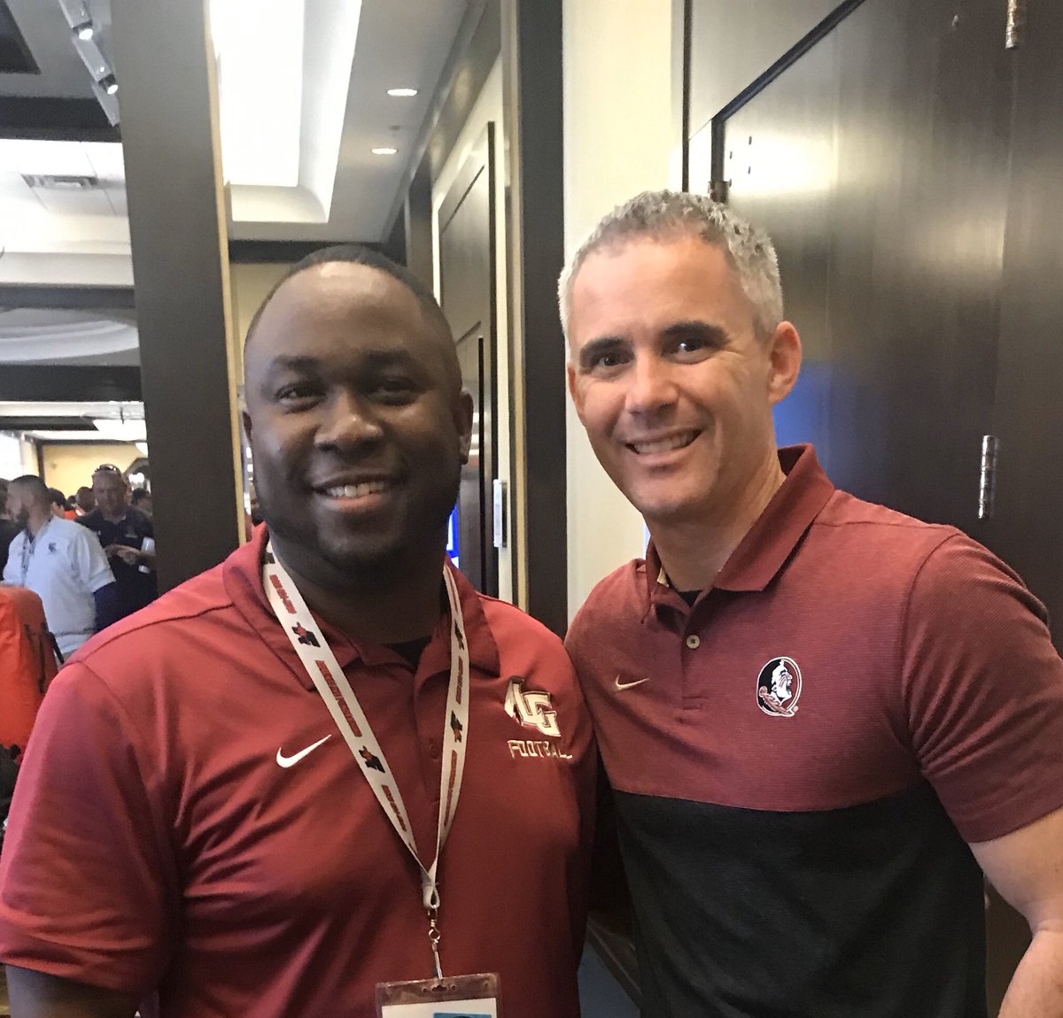 MarcMarkee's tweet photo. Was able to meet @Coach_Norvell today at Nike coach of the year in Orlando. #FSU #CoachFlex #WRflex @FSUFootball #JordanMarkee https://t.co/8OgWMSlDvF