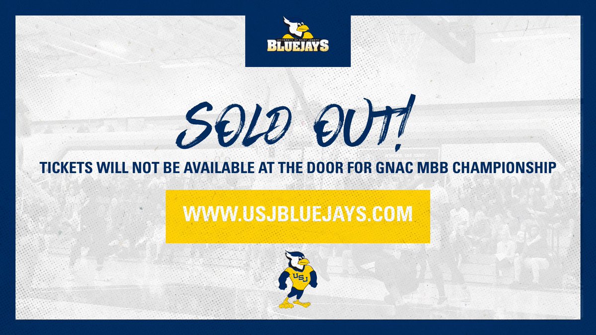 USJ_BlueJays's tweet photo. Tickets 🎟 for possibly the biggest 🏀 game in CT tomorrow sold out in two mins this afternoon. Tix will not be available at the door, but fans who were unable to secure a seat, be sure to tune into the livestream at https://t.co/gSumlACWqf 🔵🐦 #FearTheFlock #GoBlueJays #d3hoops https://t.co/s5CPdmcJHX