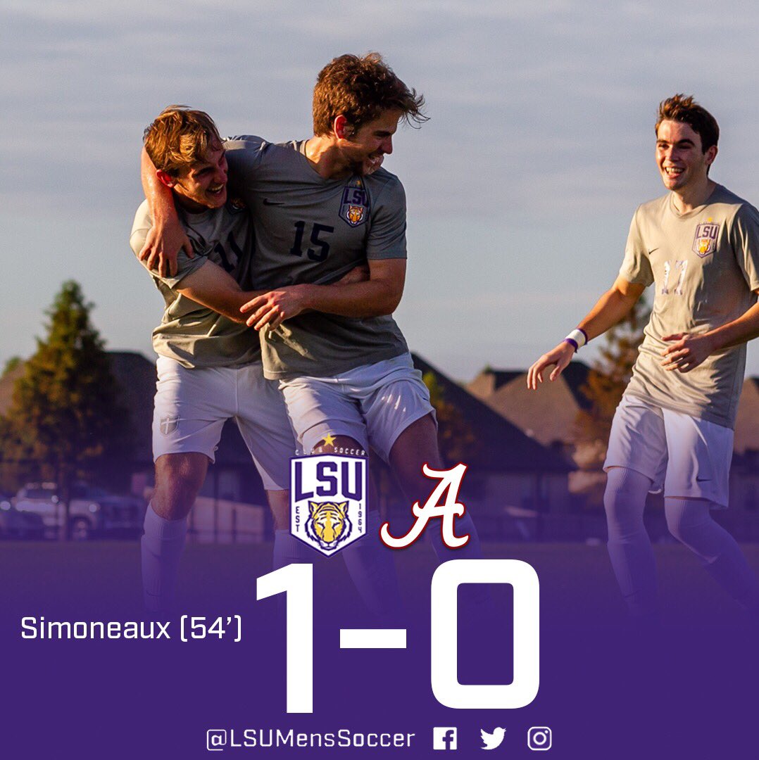 LSUMensSoccer's tweet photo. Roll Tide what? 🐯

The win gives us a spot in the tournament final 💪 #LSU https://t.co/BvbS480uV5