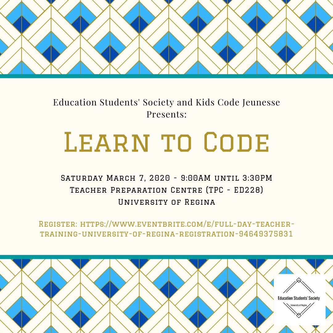 ureginaess's tweet photo. Next Saturday - March 7, 2020 - is our FREE Learn to Code event with Kids Code Jeunesse. 

On the fence about registering? Take a look at what a few people who have attended the event before have to say! 

Register today! 

#uofress https://t.co/TOIJVZJdXk
