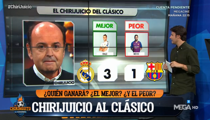 ¡@juanma_rguez  se 'MOJA'! El REAL MADRID ganará 3-1 y BALE será el HOMBRE del PARTIDO. #Chirijuicio