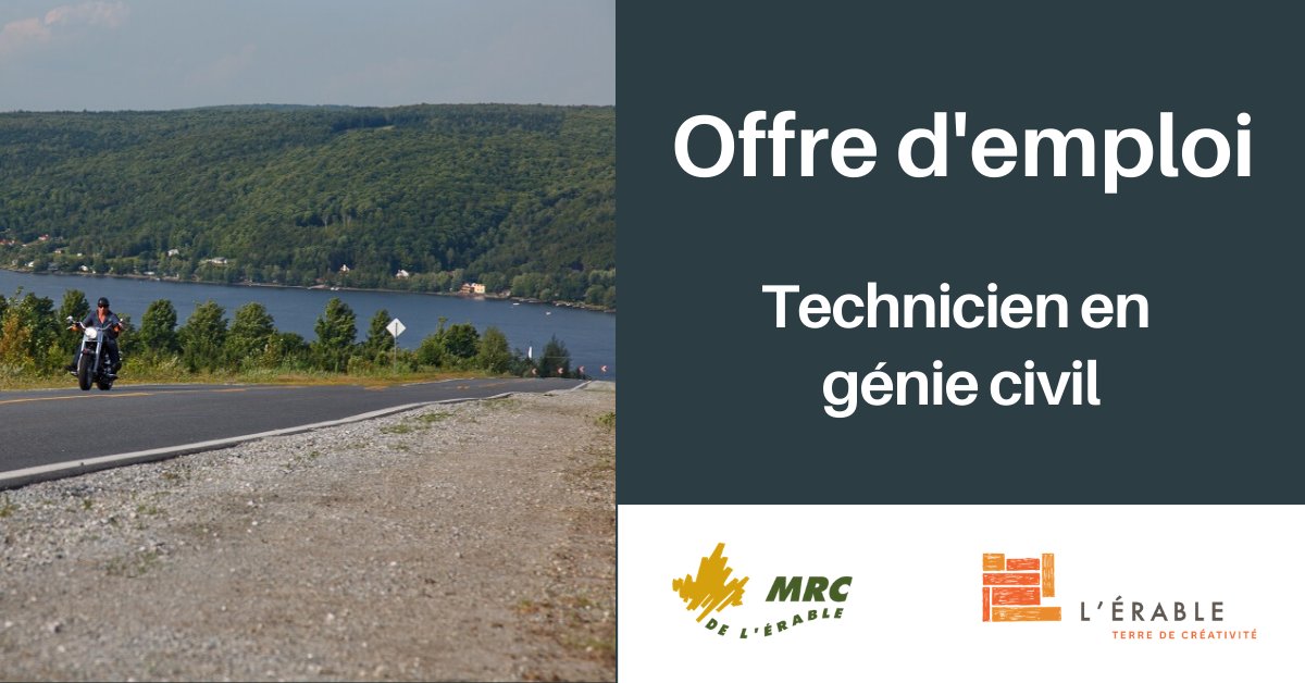 region_erable's tweet photo. Emploi de technicien en génie civil pour la MRC de #LÉrable https://t.co/Mx2U6VoCje https://t.co/GLq7TAI3sS
