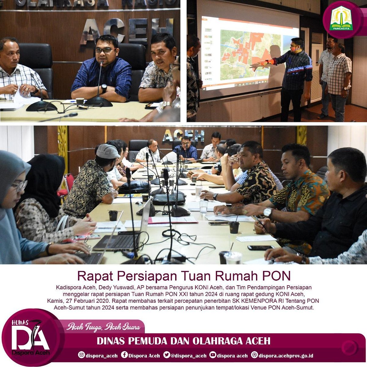 dispora_aceh2's tweet photo. Rapat Persiapan Tuan Rumah PON 2024 #pon #Ponaceh #ponacehsumut2024 #disporaaceh #dispora https://t.co/lQ1lhJOTEG
