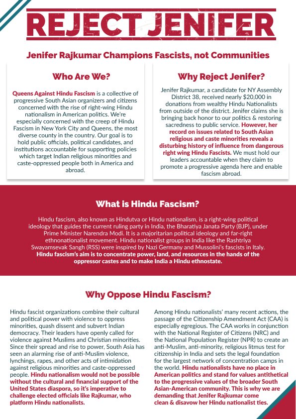 #HinduFascism, also known as #Hindutva or #HinduNationalism, is a right-wing political ideology that guides the current ruling party in India, the BJP, under PM Modi. It is a majoritarian political ideology and far-right ethnonationalist movement. #RejectJenifer #StopHinduFascism