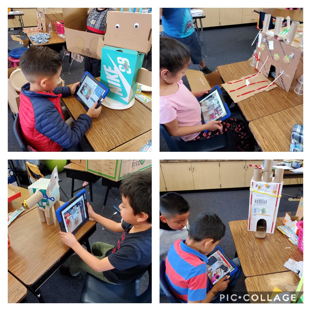 First graders explaining and reflecting on what they've made for today's Cardboard Challenge through SeeSaw. #DLDay #WeAreRUSD @RascalPride