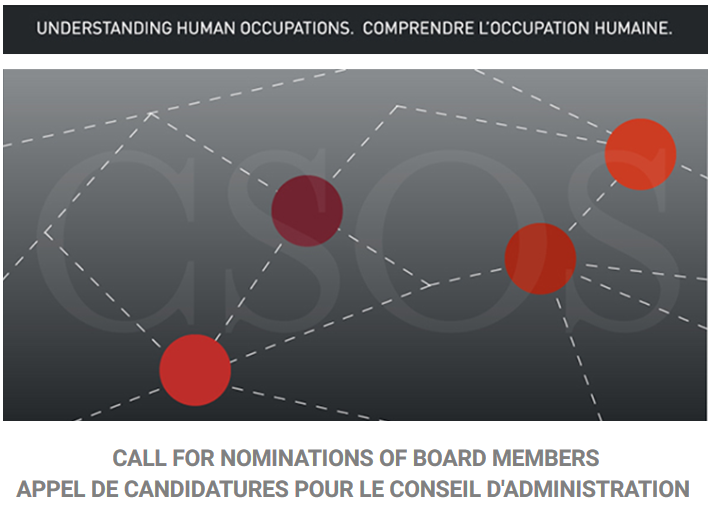 Souhaitez-vous faire partie du conseil d'administration de la Société canadienne de la science de l’occupation? 
Nous sommes à la recherche de 5 individus - pour représenter et offrir une direction dans le domaine! #occupationalscience  #https://forms.gle/BT78eNHyjvSnxswZ6