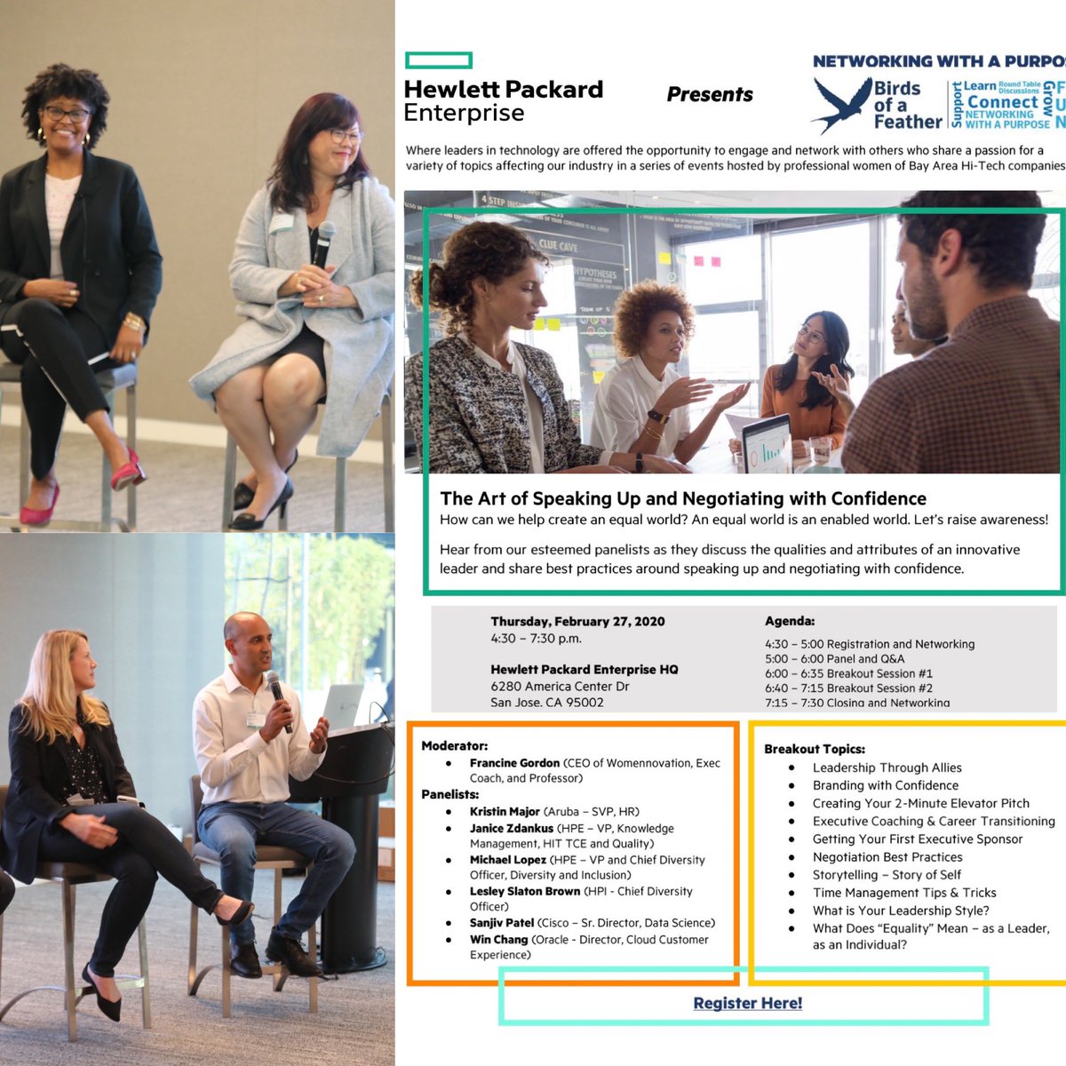nwap_sv's tweet image. Great kick off to #HPE Women’s Network hosted @nwap_sv event with our dynamic panelists from 5 different companies sharing leadership nuggets and best practices to “Drive Equal Voice: The art of speaking up and negotiating with confidence “. #nwap_sv @wtchang58 @JaniceZdankus