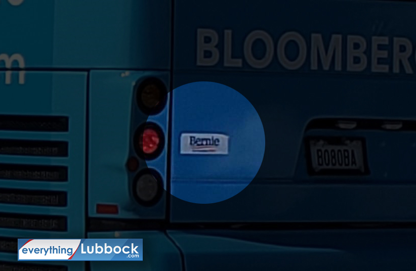 KAMCNews's tweet photo. We snapped a pic when the @MikeBloomberg campaign bus made a stop in Lubbock. We didn't think much of it, until we looked a little closer... check it out yourself. https://t.co/OiNXsMhMm7