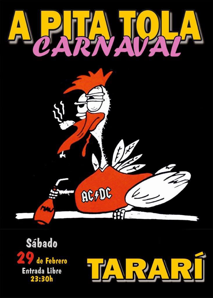 SalaTarari's tweet photo. Este año, celebraremos El Carnaval con la actuación de unos a clásicos de nuestra Sala. A PITA TOLA 
Sábado de Piñata, día 29 de Febrero. 
Además nos coincide en bisiesto.
El Viernes 28 estará La Banda del Tararí para musicalizar el dia. 
Fiesta asegurada todos los días. https://t.co/aEk1OLfbja