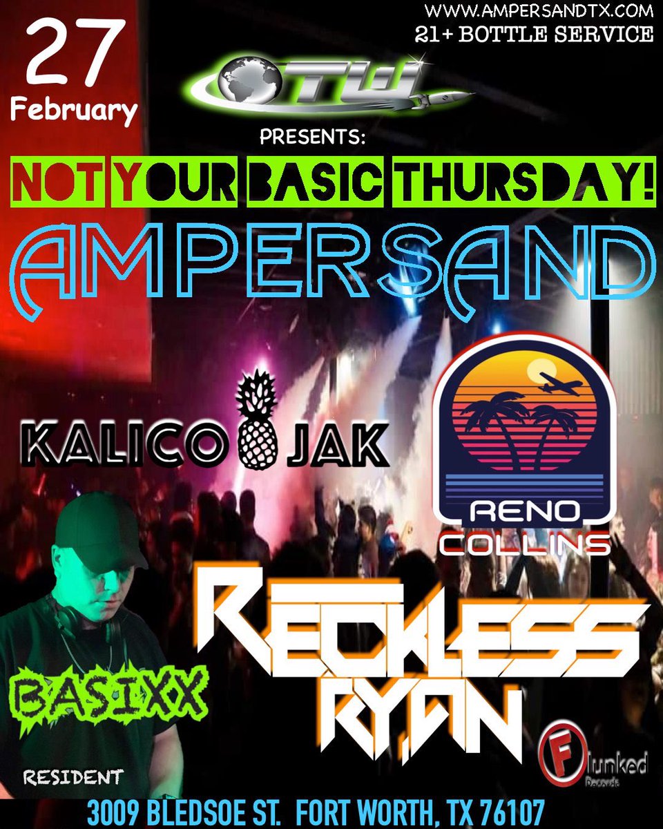 DJRecklessRyan's tweet photo. TONIGHT! 

@FlunkedRecords takes over Ampersand! https://t.co/1k4V2STCWZ