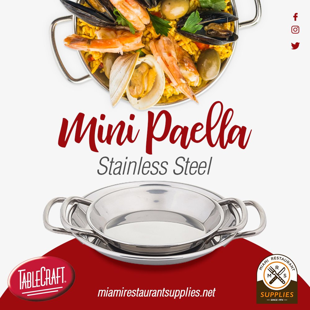 Get to know the NEW Mini Paella cookware, made of durable stainless steel. It will give to your dish a spectacular presentation! Check it out at buff.ly/3112VwS
.
.
.
#RestaurantSupplies #ResutaurantUtensils #Miami #RestaurantsInMiami #KitchenMustHaves #Kitchen