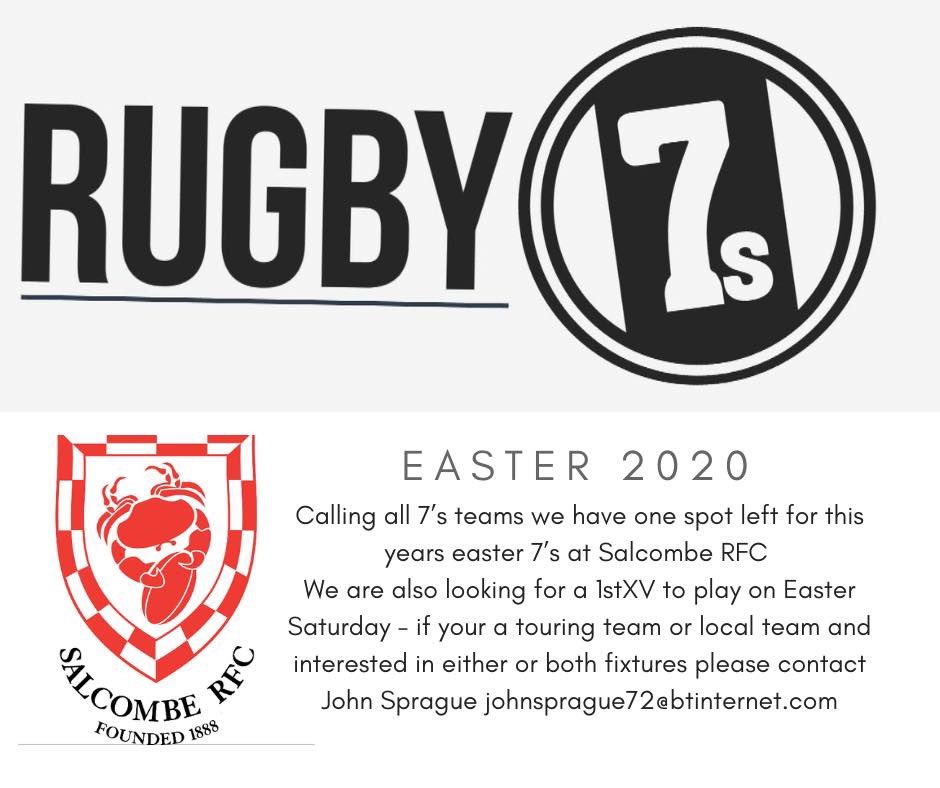 One space left for 7’s!! Also hopeful for a XV for the Saturday to play! Please see the poster for details and reply directly to the contact not here thanks <a href="/swsportsnews/">South West Sports News</a> <a href="/PLsportsnews/">PlymouthSportsNews</a>