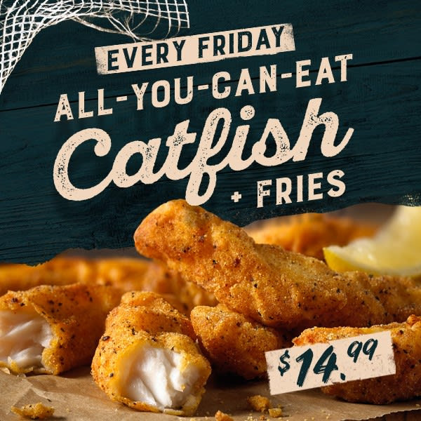 PhxFamousDaves's tweet photo. $14.99 All-You-Can-Eat Catfish + Fries Tomorrow!

All-You-Can-Eat Catfish is available for Dine-In on Fridays only. The $14.99 pricing does not include gratuity or tax. While supplies last. No sharing or To Go boxes. See store for details. Manager reserves all rights. https://t.co/wxbWIDPgDu